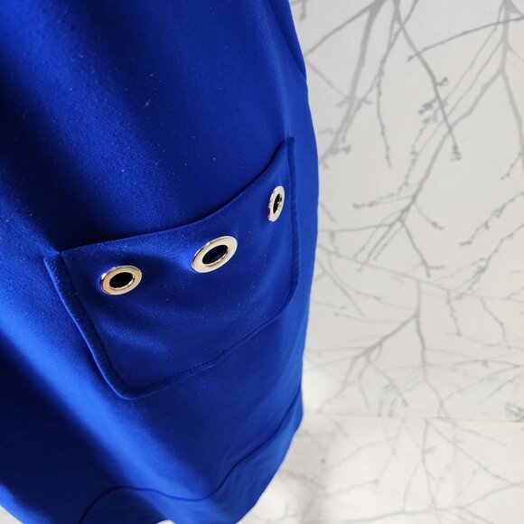 Joseph Ribkoff Royal Blue Stretch Knit Grommet Midi Dress - Picture 4 of 8